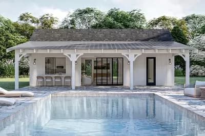 542 Square Foot Modern Farmhouse Pool House Plan