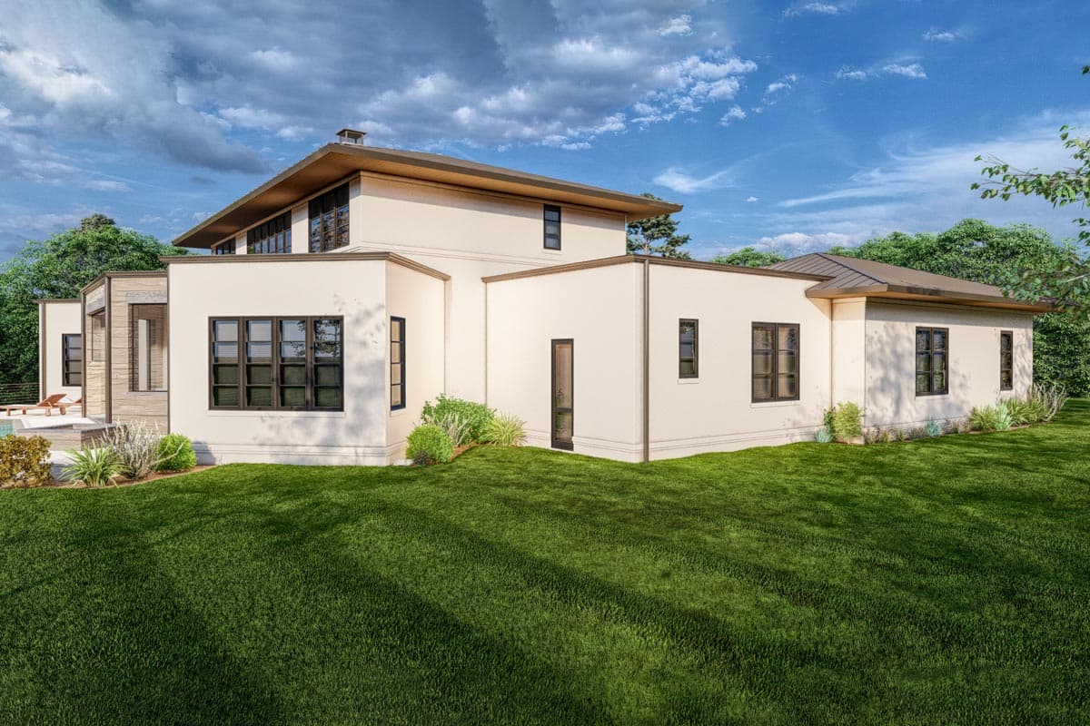 Plan 93156EL: Contemporary Mediterranean House Plan for Sloped Lots with Optional Golf Simulator  - Image #6 - Contemporary, Mid Century Modern, Modern, Northwest, Prairie