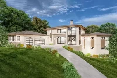 Contemporary Mediterranean House Plan for Sloped Lots with Optional Golf Simulator 