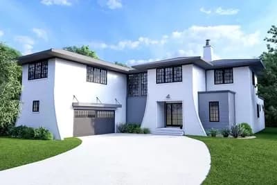 4509 Square Foot Transitional House Plan with Outdoor Fireplace and Flex Guest-Home Office
