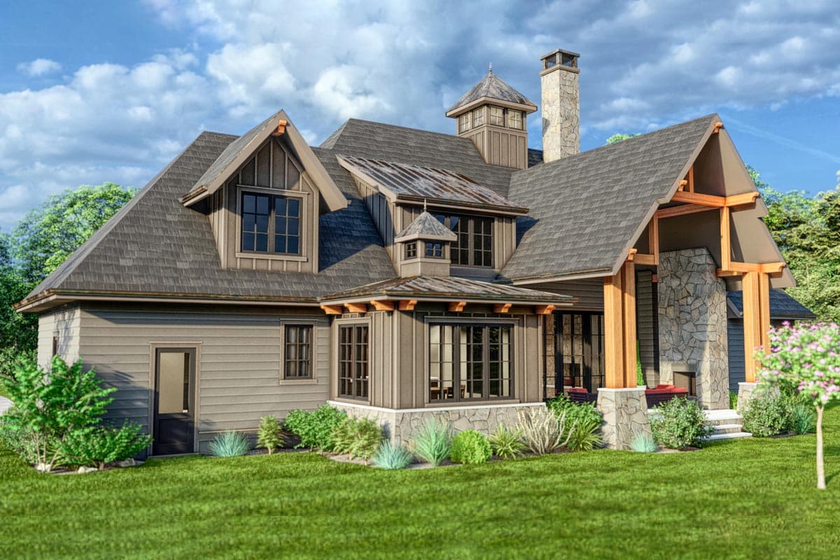 Plan 93160EL: Rustic Craftsman Plan with Upstairs Home Office and Media Room - 4786 Sq Ft - Image #4 - Cottage, Country, Craftsman, Modern Farmhouse, Mountain, New American, Rustic