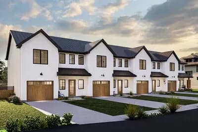 Quadplex Modern Farmhouse with 1711 Square Foot 3-Bed Units