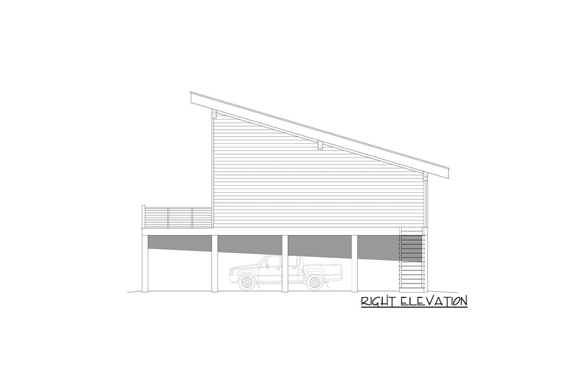 Plan 680097VR: Coastal Contemporary Home Plan Under 1200 Square Feet On Piers with 2 Beds Plus Sleeping Loft - Image #4 - Beach, Coastal, Coastal Contemporary, Contemporary, Vacation