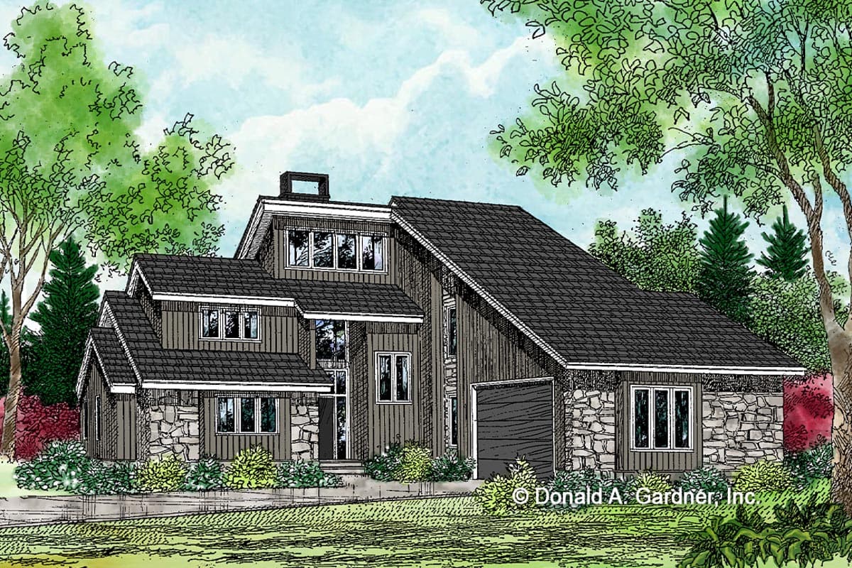 Plan 444381GDN: Rustic Modern Home Plan Under 2800 Square Feet with 25-Foot Vaulted Great Room - Image #23 - Contemporary, Craftsman, New American, Transitional