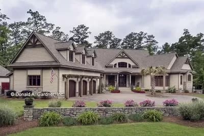 Rustic Craftsman House Plan Under 4800 Square Feet with Angled Master Suite and 3-Car Garage 