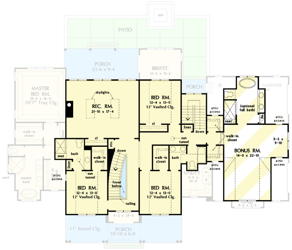 Plan 444388GDN: Modern Farmhouse Under 4000 Square Feet with Large Home Office - Floor Plan - 2nd Floor - Country, Farmhouse, Modern Farmhouse, New American, Traditional