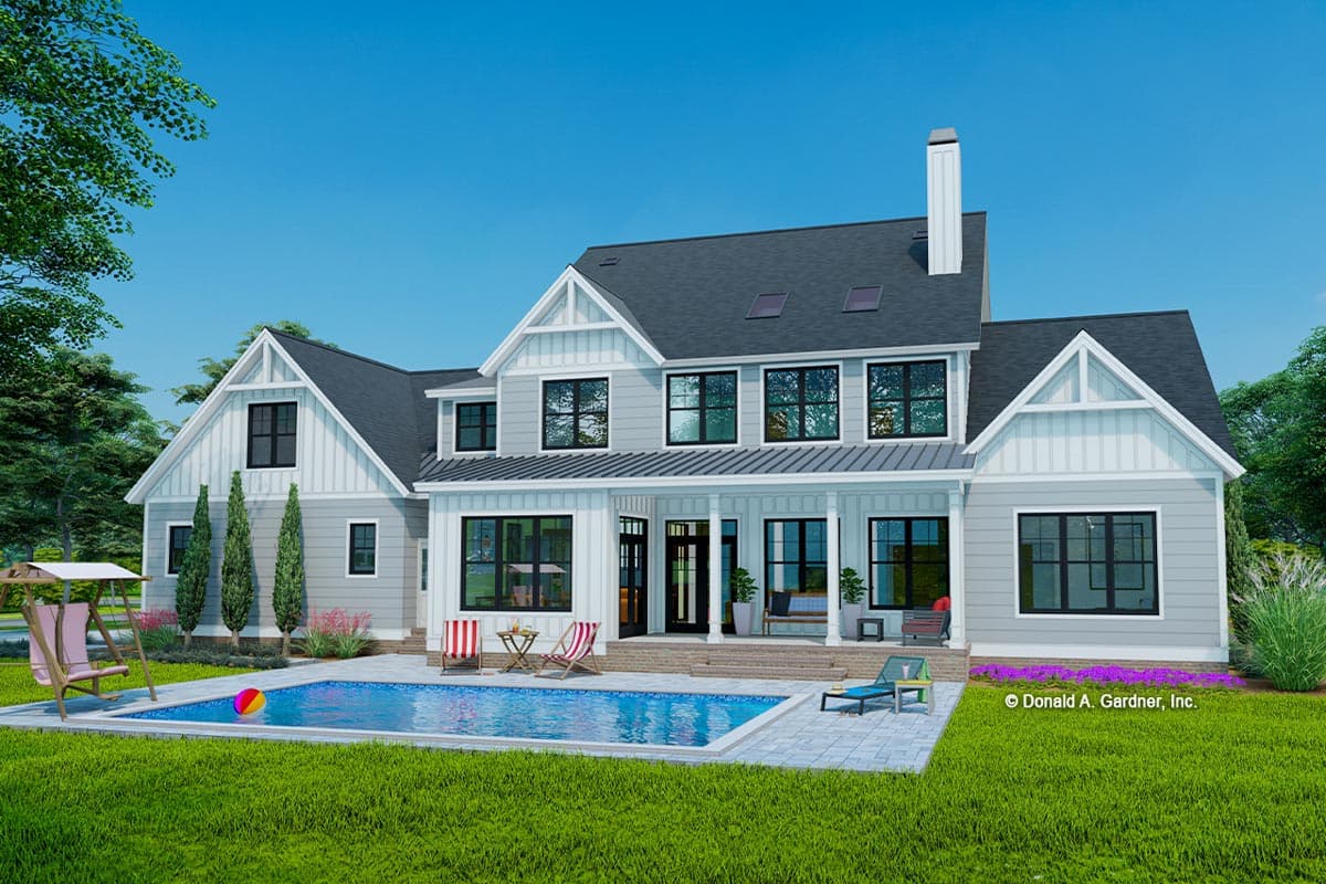 Plan 444388GDN: Modern Farmhouse Under 4000 Square Feet with Large Home Office - Image #4 - Country, Farmhouse, Modern Farmhouse, New American, Traditional