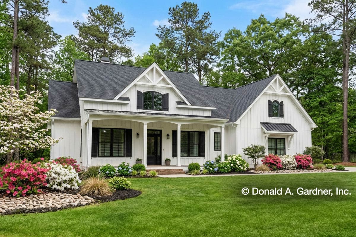 Plan 444390GDN: 2500 Square Foot Modern Farmhouse Plan with Vaulted Great Room and 7'-Deep Pordches - Image #1 - Country, Craftsman, Farmhouse, Modern Farmhouse, New American