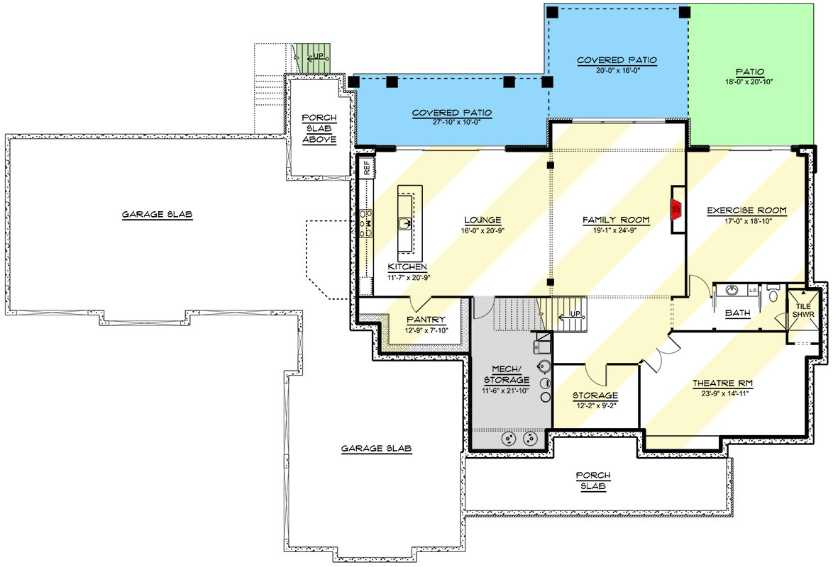 Plan 135227GRA: Modern Farmhouse Plan Under 5400 Square Feet with 5-Car Garage Lower-Level Expansion - Floor Plan - Optional Lower Level - Country, Farmhouse, Modern Farmhouse, New American, Traditional