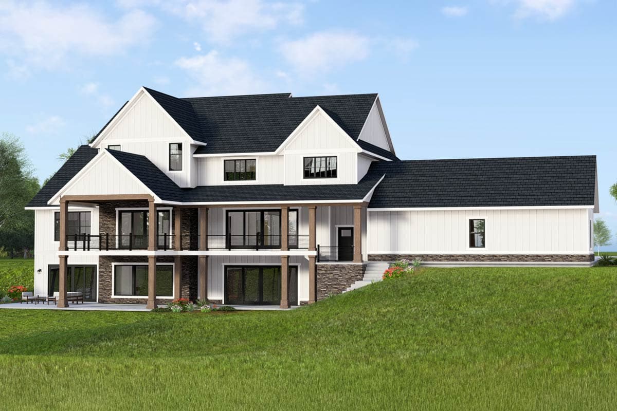 Plan 135227GRA: Modern Farmhouse Plan Under 5400 Square Feet with 5-Car Garage Lower-Level Expansion - Image #5 - Country, Farmhouse, Modern Farmhouse, New American, Traditional