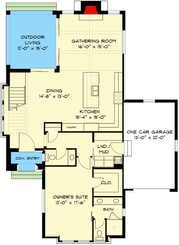 Plan 93162EL: 3-Bed Transitional Cottage House Plan - 2313 Sq Ft - Floor Plan - Main Level - Contemporary, Cottage, European, French Country, New American, Transitional