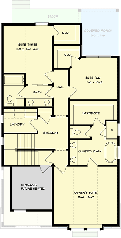 Plan 93163EL: Exclusive Contemporary Tudor with 3rd Floor Game Room - Floor Plan - 2nd Floor - Contemporary, Cottage, European, French Country, New American, Northwest, Transitional