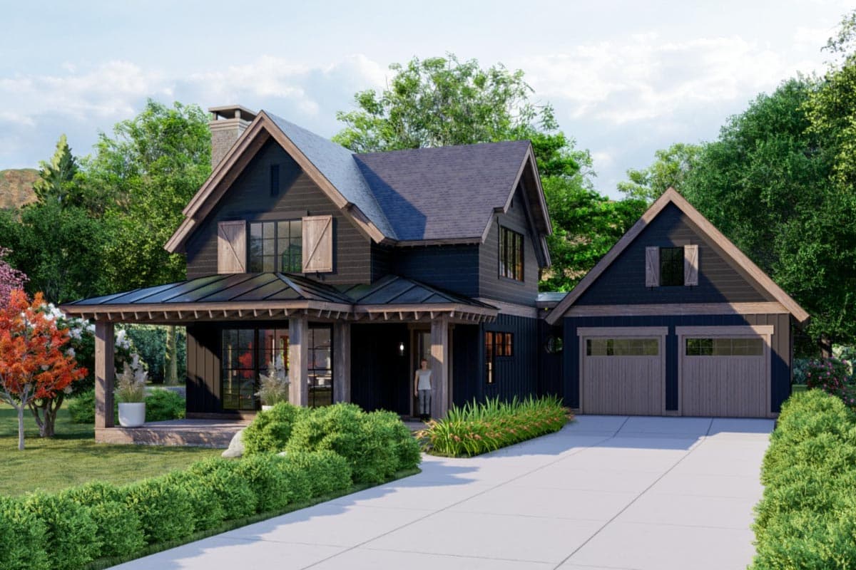 Plan 865020SHW: 1500 Square Foot 2-Bed Cottage with Vaulted Front Porch and Great Room - Image #6 - Cottage, Country, Craftsman, New American, Traditional