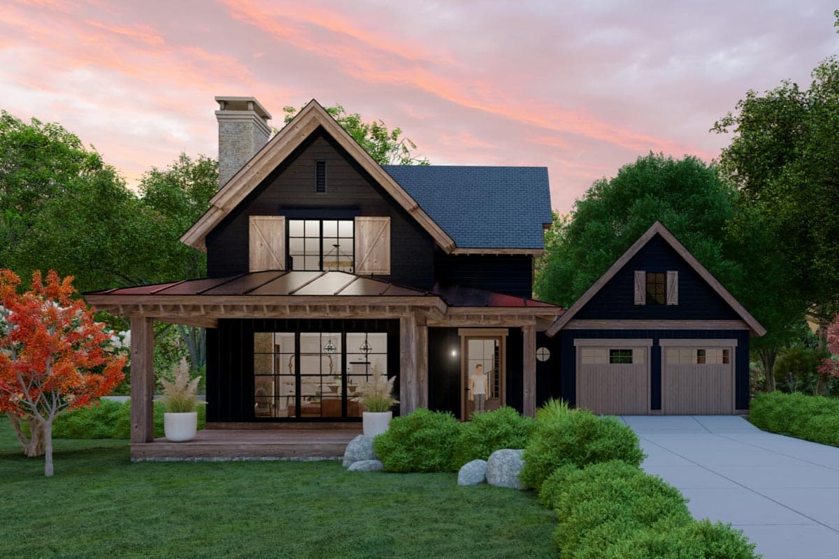 Plan 865020SHW: 1500 Square Foot 2-Bed Cottage with Vaulted Front Porch and Great Room - Image #7 - Cottage, Country, Craftsman, New American, Traditional