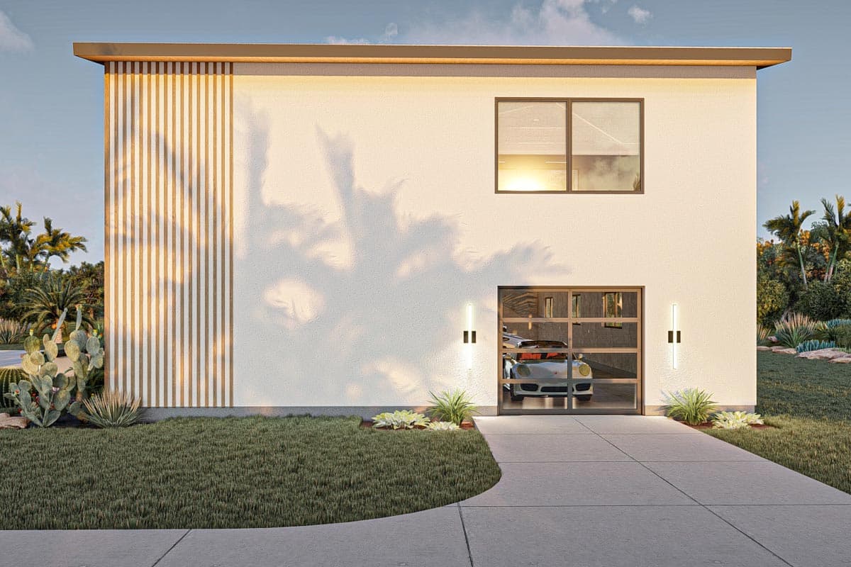 Plan 623213DJ: 7-Car Modern Garage with Shop and Lounge with Plexiglass Viewing Floor  - Image #15 - Contemporary, Mid Century Modern, Modern