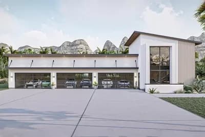 7-Car Modern Garage with Shop and Lounge with Plexiglass Viewing Floor 