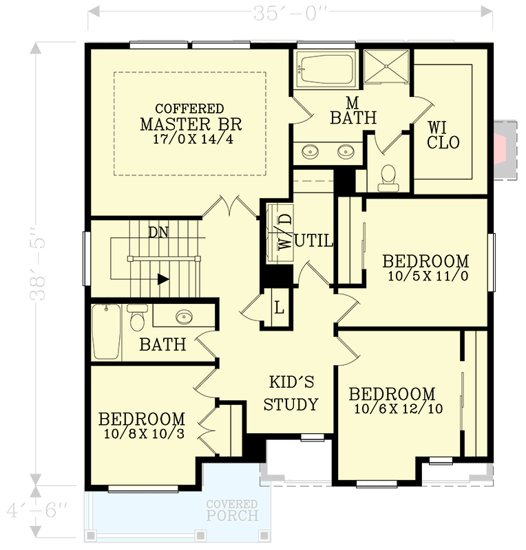 Plan 28072J: Traditional 2100 Square Foot Home Plan with Study and Second-level Laundry Room - Floor Plan - 2nd Floor - Country, Craftsman, New American, Northwest, Traditional