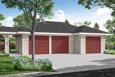 1072 Square Foot 3-Car Detached Garage Plan