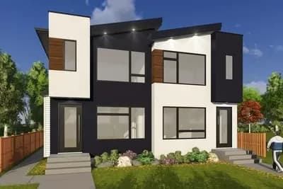 Modern Duplex House Plan with Matching 1522 Square Feet 3 Bedroom 2 Bath Units