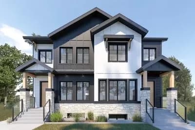 New American Duplex House Plan with 1700 Square Foot Units