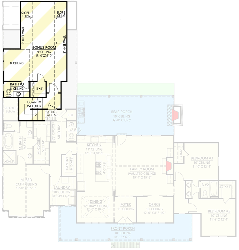 Plan 56536SM: 3-Bed Modern Farmhouse Plan Under 2300 Square Feet with Balanced Exterior - Floor Plan - Bonus Level - Country, Farmhouse, Modern Farmhouse, New American, Southern, Traditional