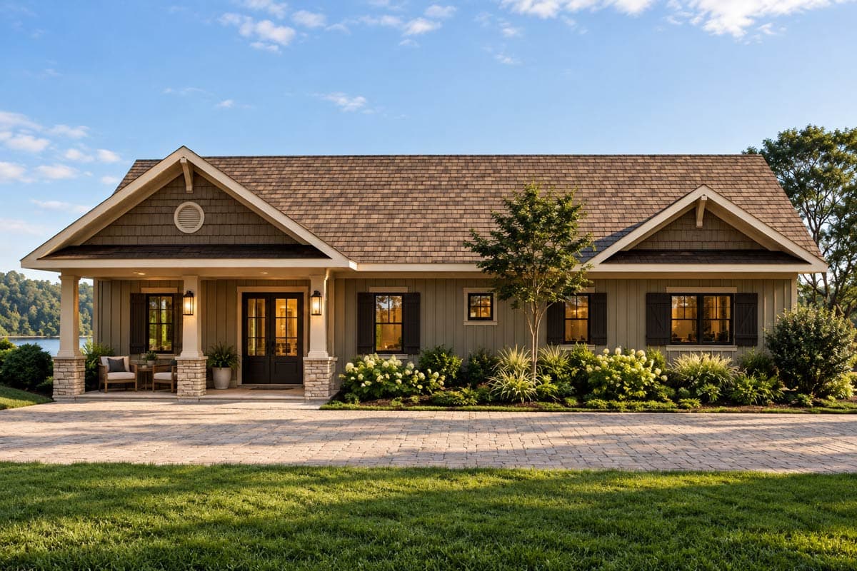 Plan image - 871030JEN:Craftsman Lake House Plan with Detached 2-Car Garage and Great Outdoor Living Spaces