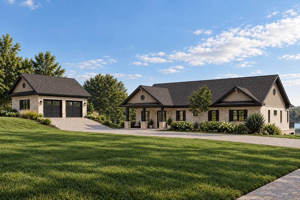 Plan 871030JEN: Craftsman Lake House Plan with Detached 2-Car Garage and Great Outdoor Living Spaces - Image #4 - Country, Craftsman, Mountain, Ranch