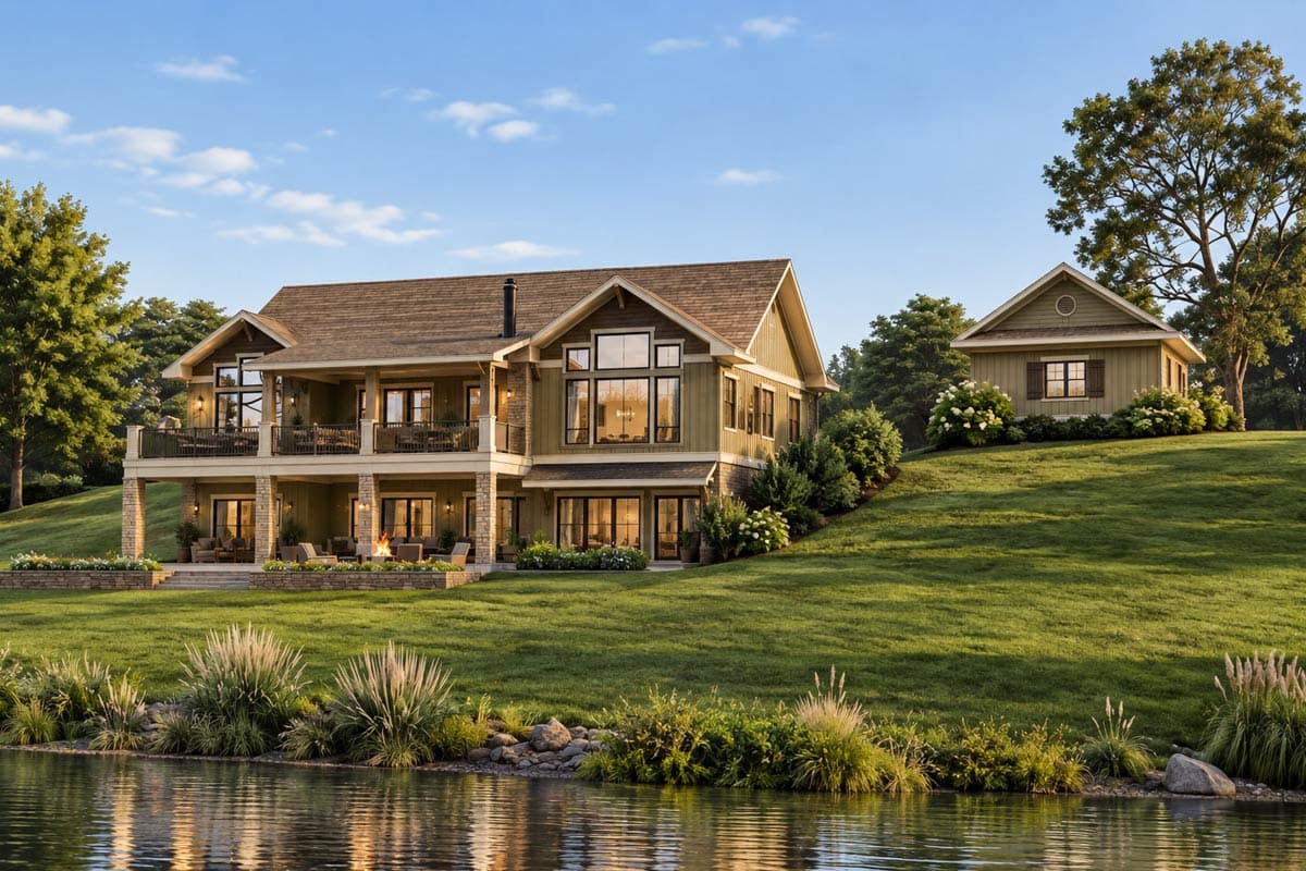 Plan 871030JEN: Craftsman Lake House Plan with Detached 2-Car Garage and Great Outdoor Living Spaces - Image #5 - Country, Craftsman, Mountain, Ranch