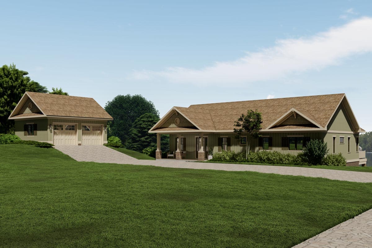 Plan 871030JEN: Craftsman Lake House Plan with Detached 2-Car Garage and Great Outdoor Living Spaces - Image #8 - Country, Craftsman, Mountain, Ranch