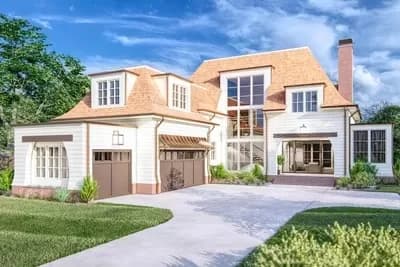 Transitional Shingle Home Plan Under 3700 Square Feet with Indoor-Outdoor Living