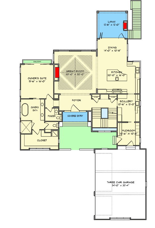 Plan 93169EL: Exclusive Contemporary House Plan with Optional Walkout Basement and Sky Office - Floor Plan - Main Level - Coastal Contemporary, Contemporary, Mid Century Modern, Modern, New American, Transitional
