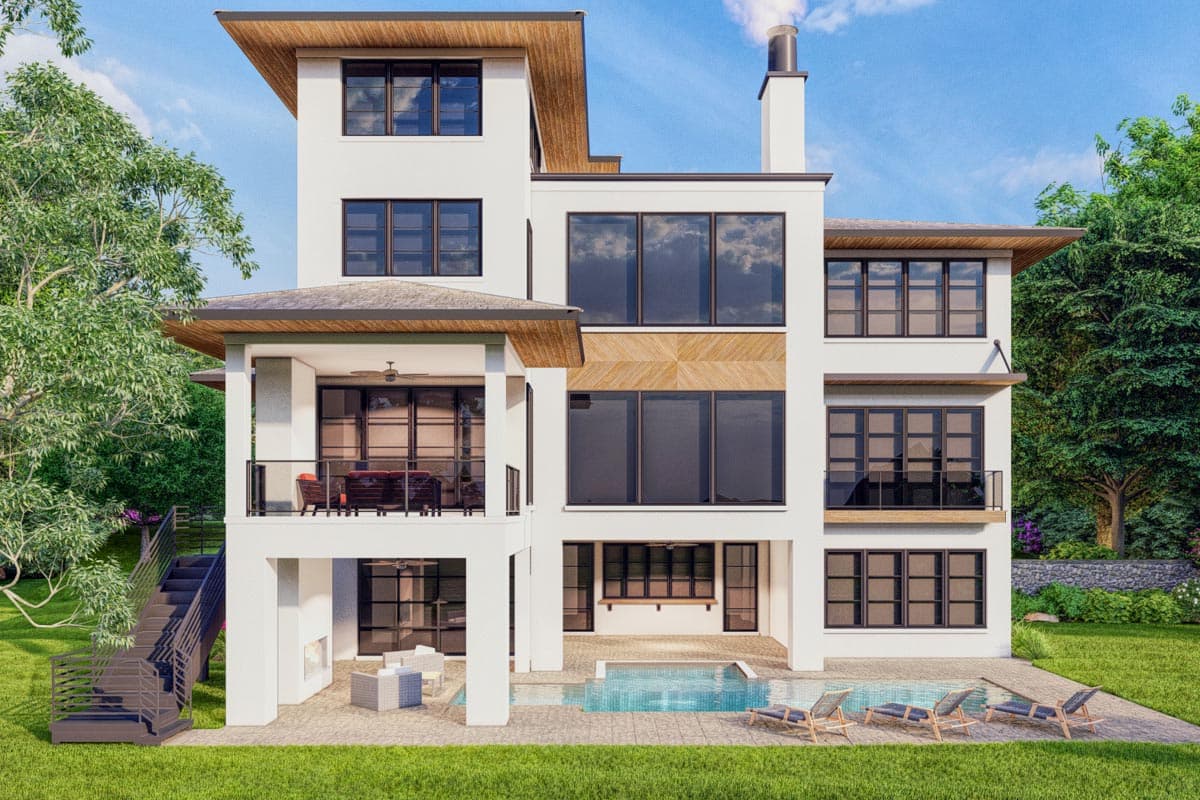 Plan 93169EL: Exclusive Contemporary House Plan with Optional Walkout Basement and Sky Office - Image #7 - Coastal Contemporary, Contemporary, Mid Century Modern, Modern, New American, Transitional