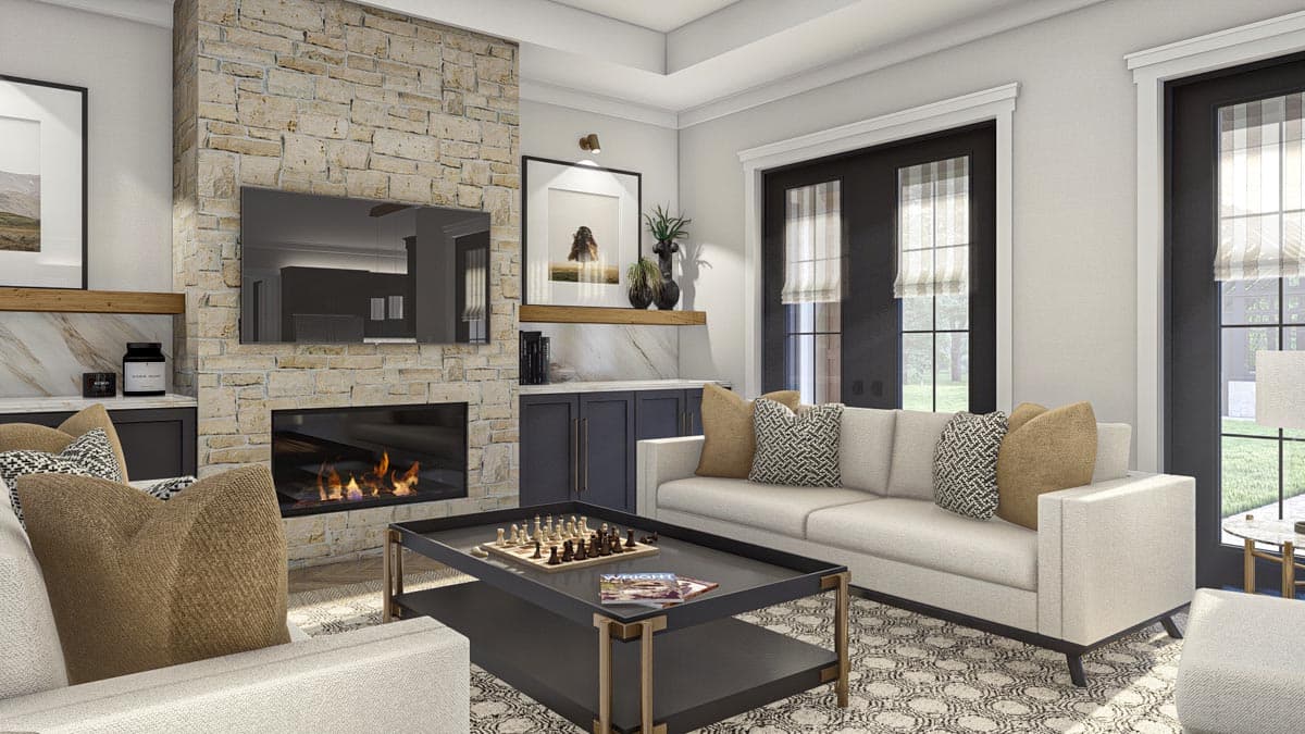 Plan 623216DJ: 3-Bed Transitional European House Plan with Vaulted Dining Area - 2703 Sq Ft - Image #9 - European, Transitional