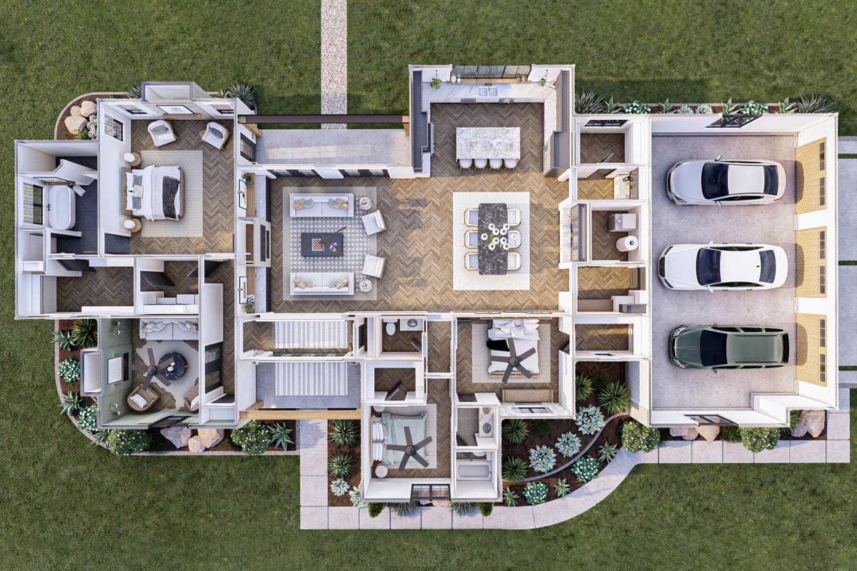 Plan 623216DJ: 3-Bed Transitional European House Plan with Vaulted Dining Area - 2703 Sq Ft - Image #25 - European, Transitional