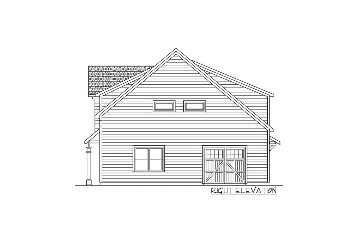 Plan 360112DK: 2-Bed Carriage House Plan Under 1500 Sq Ft with Tandem Garage for 6 Cars - Image #4 - Carriage, Craftsman, Traditional