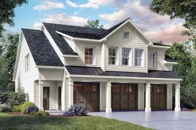 2-Bed Carriage House Plan Under 1500 Sq Ft with Tandem Garage for 6 Cars