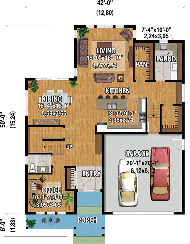 Plan 80988PM: 4-Bed Modern Farmhouse with Over 2700 Square Feet of Heated Living Space - Floor Plan - Main Level - Country, Farmhouse, Modern Farmhouse, New American
