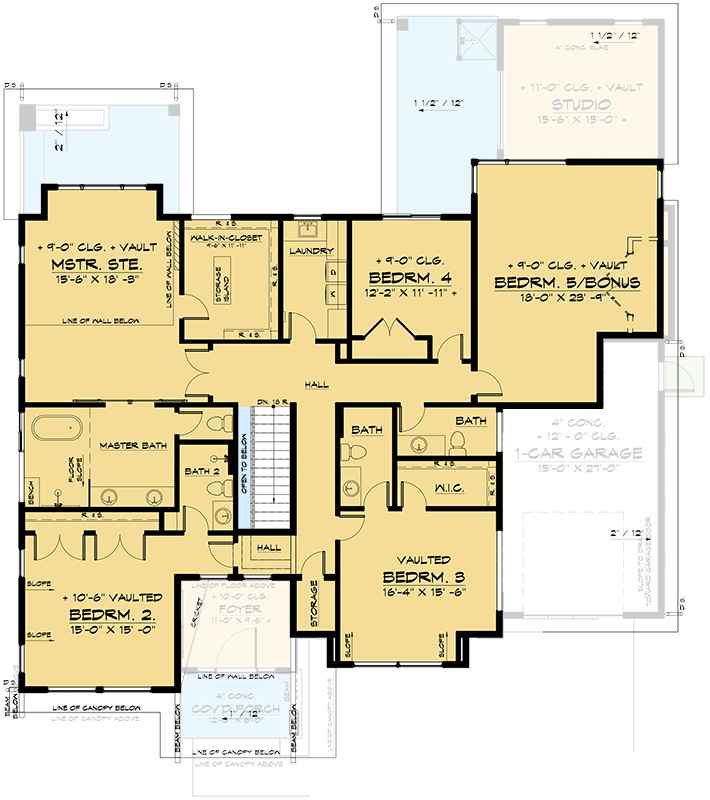 Plan 666195RAF: Modern Northwest Home Plan with Studio and Sauna - Floor Plan - 2nd Floor - Contemporary, Modern, New American, Northwest, Prairie