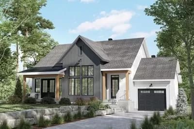 Single-Story Modern Farmhouse Under 1400 Square Feet with 1-Car Garage