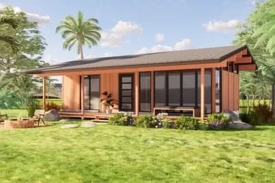 507 Square Foot Modern ADU with Sloping and Beamed Roof