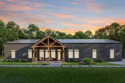 5-Bed Barndominium-Style House Plan with Den and Workshop - 2800 Sq Ft