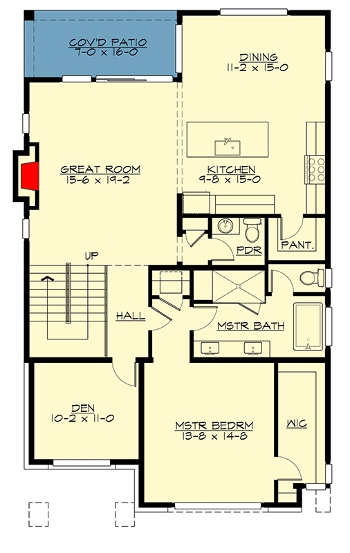 Plan 23069JD: Modern 4-Bed House Plan Under 3200 Square Feet with Drive-Under 2-Car Garage - Floor Plan - Main Level - Contemporary, Modern, Northwest