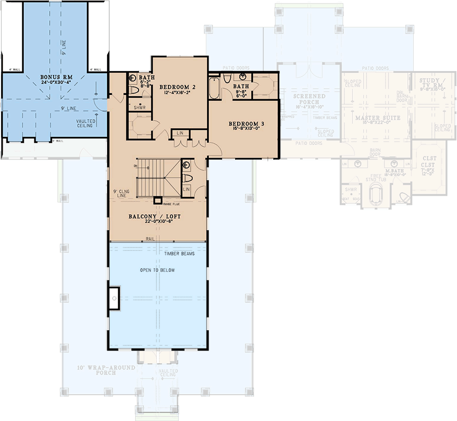 Plan 70844MK: Rustic Country Barn-Like House Plan with 4 Beds and a Screened Porch with Fireplace - Floor Plan - 2nd Floor - Barndominium, Country, Farmhouse, Modern Farmhouse, Mountain, Rustic