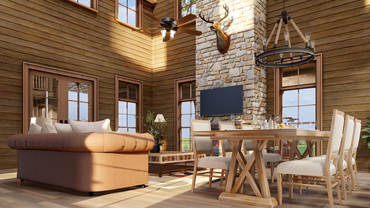 Plan 70844MK: Rustic Country Barn-Like House Plan with 4 Beds and a Screened Porch with Fireplace - Image #6 - Barndominium, Country, Farmhouse, Modern Farmhouse, Mountain, Rustic