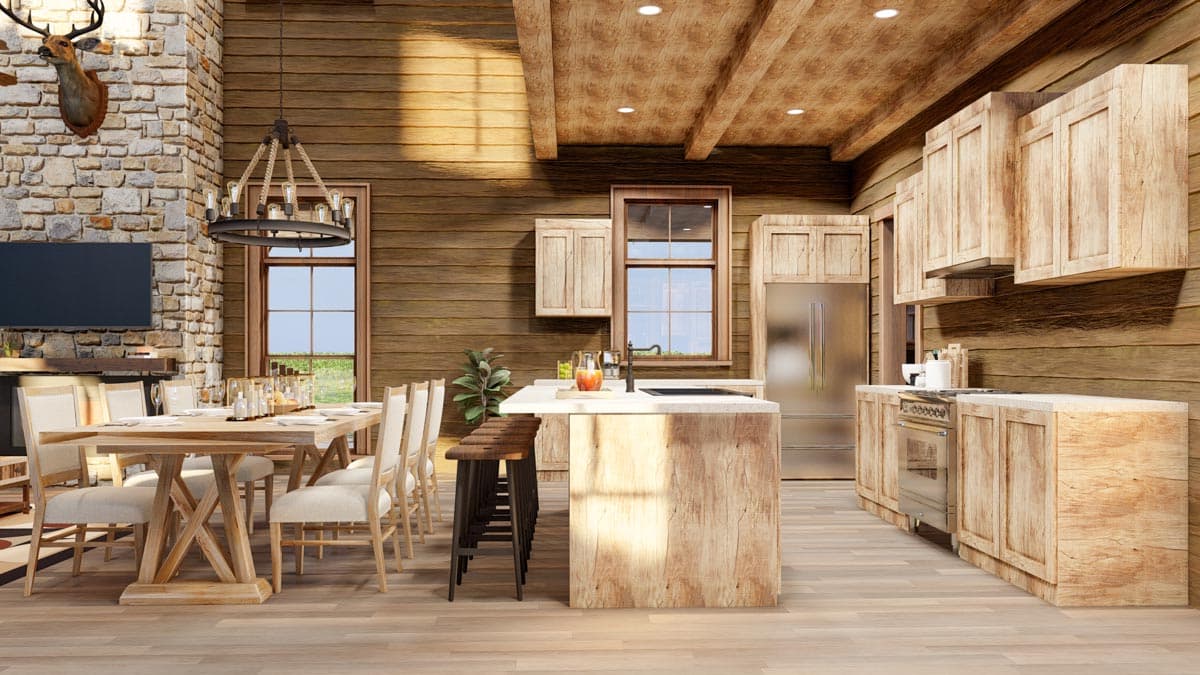 Plan 70844MK: Rustic Country Barn-Like House Plan with 4 Beds and a Screened Porch with Fireplace - Image #9 - Barndominium, Country, Farmhouse, Modern Farmhouse, Mountain, Rustic