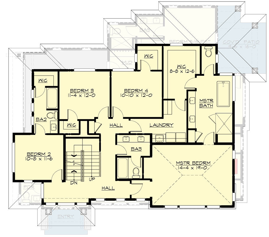 Plan 23161JD: Over 4,000 Square Foot Northwest Craftsman with 3rd-floor Bonus Room - Floor Plan - 2nd Floor - Contemporary, Craftsman, New American, Northwest