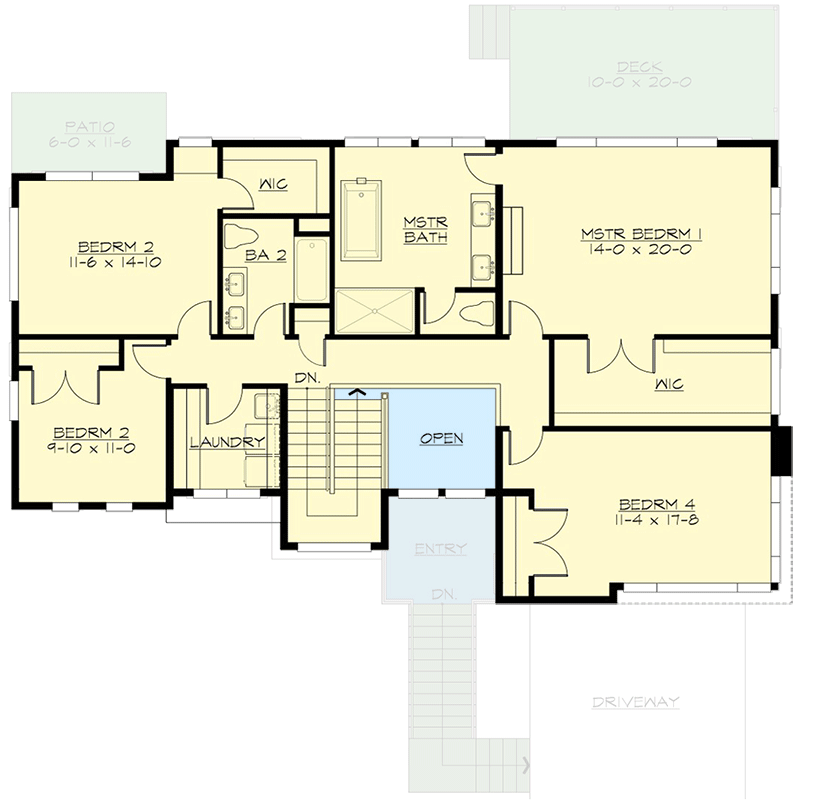Plan 23162JD: 5-Bed Modern House Plan with 1-Bed ADU Below - Floor Plan - 2nd Floor - Contemporary, Modern, Northwest