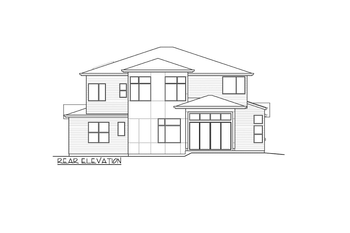 Plan 23168JD: Contemporary 2-Story Home Plan with 3-Car Tandem Garage - 4264 Sq Ft - Image #32 - Contemporary, Mid Century Modern, Modern, Northwest