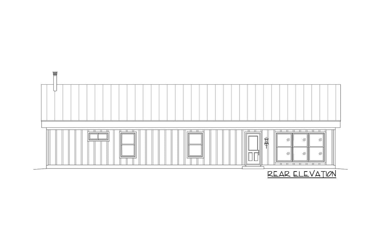 Plan 680104VR: Mid-Century Modern House Plan with Home Office and Large Garage - Image #4 - Contemporary, Mid Century Modern