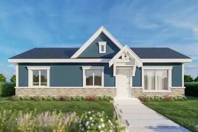 800 Square Foot House Plan with Vaulted Dining and Living Room